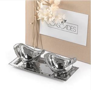 Bol en métal argenté fabriqué à la main Pièce maîtresse de luxe élégante Accent de table parfait pour la décoration de salle à manger ou de salon - Product Image 2