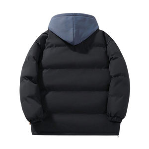 Custom GREY STITCH Men's Hooded Puffer <b>Jacket</b> Winter <b>Warm</b> <b>Waterproof</b> Windproof Breathable Embroidered Stand Zipper Outdoor - Product Image 6