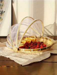 Décor minimal rustique plateau de service en bambou moyen couverture alimentaire en matériau naturel pour le stockage artisanat du Vietnam cuisine usage domestique - Product Image 3