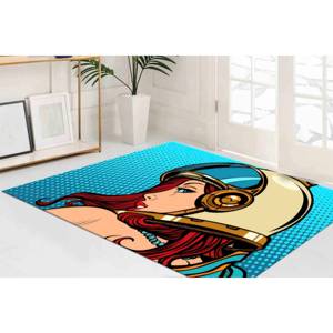 Tapis Pop Art Astronaut Woman : Tapis d'appoint moderne antidérapant, tapis fin non tissé - Product Image 1