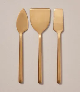 Juego de cuchillos para queso de acero inoxidable de diseño, color dorado mate, aptos para lavavajillas y alimentos, calidad duradera a precios de mayorista - Product Image 3