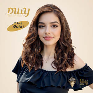 DWY Gaia Left Side Part Mid-Length Dark <b>Brown</b> Curly Glueless Synthetic Lace Front <b>Wig</b> - Product Image 1