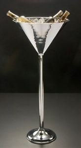 Mango lateral de cubo de hielo redondo de acero de gran capacidad de latón AK con soporte en acabado plateado para adornos de hotelería/Barware - Product Image 4