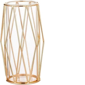 MS INC métal avec Tube à essai en verre Vase à fleurs décorations avec cadre en or Rose pour la décoration de la maison - Product Image 2