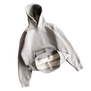 Wholesale Pullover <b>Hoodie</b> <b>Black</b> Grey Blank Plain Sweats 100% Cotton Fleece Crewneck Sweatshirts Heavyweight 500gsm <b>Zip</b> <b>up</b> <b>Hoodie</b> - Product Image 5
