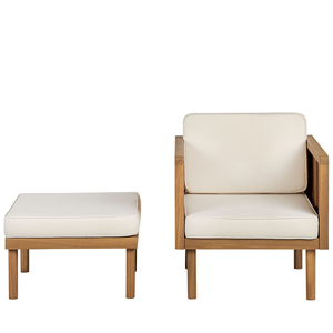 Patio Jardín Madera de teca natural con cojín Muebles de exterior Juego de sofá-Paipa - Product Image 5