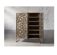 Meubles de luxe Design moderne en bois massif sculpté à la main vintage armoire à 2 portes, armoire de cuisine, armoire de salon