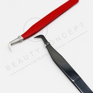 Red <b>Glitter</b> Color Eyelash Extension Isolation Tweezers High Grade Stainless Steel Volume Lash Tweezers - Product Image 5