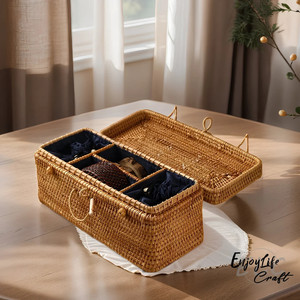 Cesta de almacenamiento de ratán de gran oferta, cesta de ratán para vajilla hecha a mano de Vietnam - Product Image 1