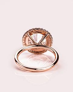 Anillo de boda de moda con estilo de oro rosa vintage, Diamante de moissanita Halo de corte redondo para compromiso, regalo de aniversario o fiesta - Product Image 4