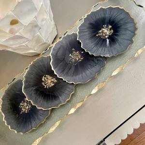 Handmade resin <b>coaster</b> set with <b>gold</b> leaf accents elegant epoxy drink mats for home kitchen dining table and unique gift ideas - Product Image 3