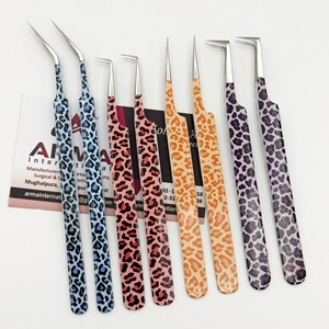 แหนบต่อขนตาปลอมพิมพ์ลายเสือชีตาห์แยก90องศาติดฉลากส่วนตัวพร้อมพัดลมที่ดีและแหนบปลายแหลม - Product Image 6