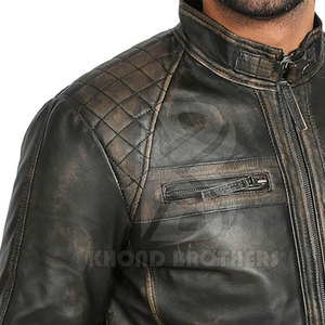 Chaqueta de piel de vaca de estilo callejero para hombre, ropa de moda de alta calidad con logotipo personalizado y cuello levantado - Product Image 6