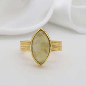 ODM personnalisable bague en laiton plaqué or à la mode citron Quartz forme ovale vente directe pour hommes femmes bagues de fiançailles de mode - Product Image 5