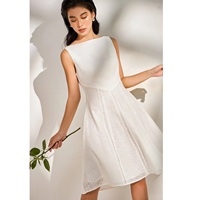 Vêtements OEM en polyester/coton, dentelle, fermetures éclair, robes de soirée formelles sans manches pour femmes, fabricant au Vietnam