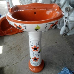 อ่างล้างหน้าเซรามิก vinus แบบเต็มรูปแบบอ่างล้างมือแบบ lavabo สีดำสีขาว - Product Image 2