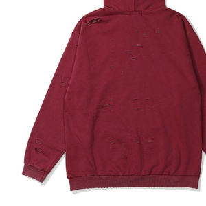 Sudadera con capucha de patrón sólido personalizado Unisex con cremallera de gran tamaño lavado ácido desgastado Casual pulóver sudadera bordada de invierno - Product Image 6