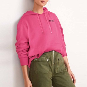 Sudadera con capucha de mujer con estampado personalizado al por mayor de alta calidad, sudaderas transpirables de colores sólidos cómodas de gran tamaño para mujer 2026 - Product Image 4