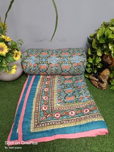 Edredón único con estampado de bloques de mano de algodón, edredón de forma cuadrada Multicolor, edredón de algodón suave 100%, edredón para bebé, decoración del hogar - Product Image 3