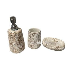 Vente en gros au meilleur prix d'ensemble d'accessoires de bain en marbre de luxe faits à la main, 3 pièces, article de décoration de salle de bain très demandé - Product Image 1