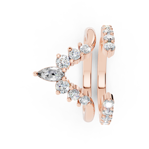 แหวนแต่งงานประดับเพชร14K 18K ทรงวีสำหรับผู้หญิงผู้ชายรูปทรงวี - Product Image 2