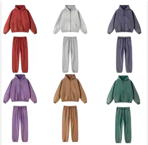 Conjunto de Sudadera de Dos Piezas para Otoño e Invierno, para Hombre y Mujer, Informal, Formal, Holgado, con Cierre, 100% Algodón, Felpa, Ecológico, Transpirable - Product Image 3