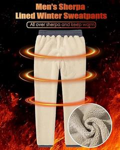 Men's Sherpa Lined Heavyweight Fleece Lined Elastic Waist Quick Dry Customizable Sweatpants Joggers for Winter Cold Weather Made - Product Image 5
