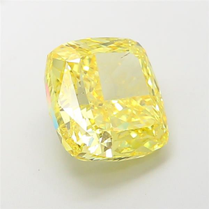Elegante joyería fina con un brillante diamante amarillo intenso cultivado en laboratorio, corte cojín, certificado, tipo CVD, con brillo radiante. - Product Image 4