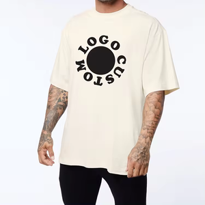 เสื้อยืดผ้าฝ้าย100% โอเวอร์ไซส์สำหรับผู้ชายพิมพ์ลายไหล่ปล่อยทรงหลวมดีไซน์ตามสั่งเฮฟวีเวต - Product Image 1