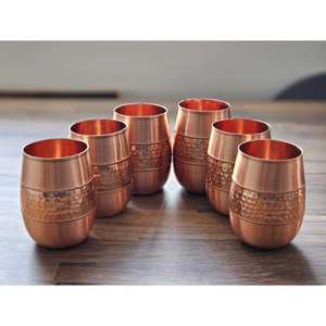 Gobelet à eau en cuivre écologique de qualité supérieure fait à la main verres en métal indien qualité d'exportation en vrac pour boire - Product Image 4