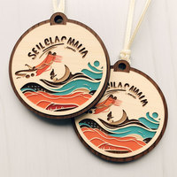 Souvenir écologique cadeaux de course médaille en bois imprimé avec logo personnalisé médaillons en bois gravés