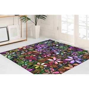 Tapis imprimé d'art floral coloré - Moderne, cadeau personnalisé, avec tapis à poils doux - Product Image 1