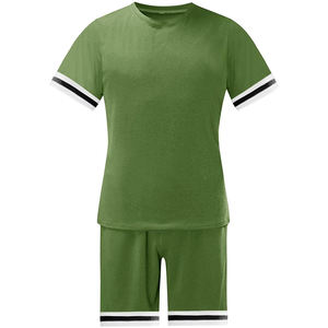 Streetwear d'été unisexe 2 pièces ensemble broderie sérigraphie motif écossais Logo personnalisé culture t-shirt short survêtement pour hommes - Product Image 4