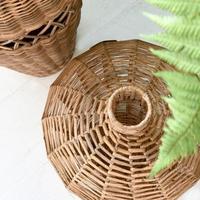 Set 2 vas bunga meja rotan antik coklat nordic kokoh modern memegang air rotan vas untuk bunga kering