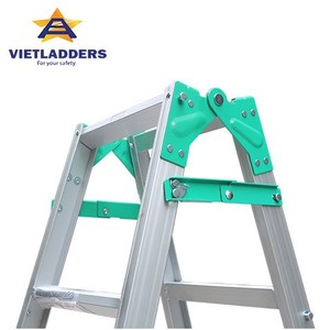 Modern 3.5m Height Double-Sided Aluminum <b>Folding</b> <b>Ladder</b> 2*7 <b>Step</b> Non-Slip Rubber 150kg Load Capacity - Product Image 2