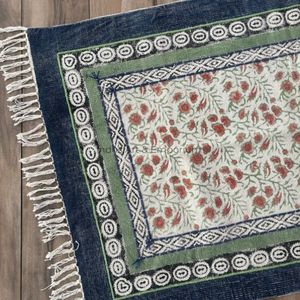Handmade Printed Indian Block Cotton <b>Rugs</b> Boho Home <b>Rugs</b> for Living Room - Product Image 6