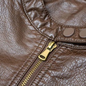 Chaqueta de motorista de piel de oveja de diseño personalizado para mujer con cuello levantado y cremallera precio al por mayor ropa de fabricante - Product Image 5