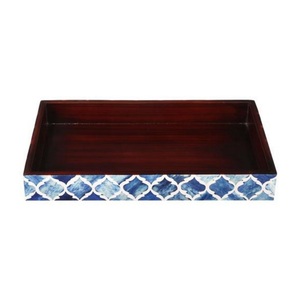 Aaliyan Impex Handmade Classic Bone Inlay <b>Tray</b> with Stand <b>Large</b> Size Customizable for Dining Tables Best Wholesale Prices - Product Image 1
