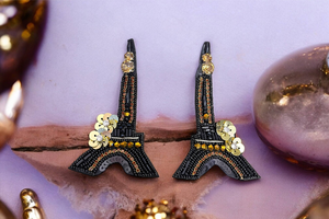 Bijoux faits main en perles de rocaille, design parisien, accessoires de mode tendance, perles noires, accessoires de mode personnalisés - Product Image 3