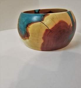 Llamativo cuenco de resina de madera hecho a mano artesanal decorativo moderno rústico centro de mesa acento de cocina - Product Image 5