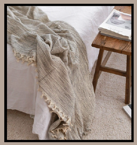 Natural Cream Speckled 100 Percent Cotton <b>Lightweight</b> Soft Breathable Bed Cover Pike <b>Bedspread</b> 200x240 cm 79x95 inches - Product Image 6