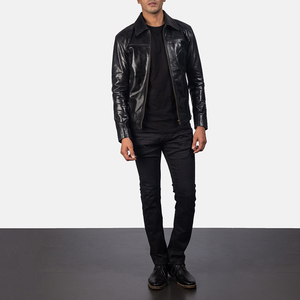 Chaqueta de Cuero para Hombre, Personalizada, Negra, de Cuero de Oveja Original, Chaqueta de Motociclista, la Mejor Chaqueta Bomber para Hombre - Product Image 6