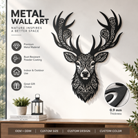 Décoration murale personnalisée en acier inoxydable, tête de cerf Art Déco à suspendre pour la maison, le garage, la cabane, la ferme, l'extérieur, OEM ODM