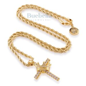 Luxe hommes cubain lien Hip Hop chaîne glacé royaume croix pendentif collier nom personnalisé Bling bijoux Moissanite pendentifs breloques - Product Image 3