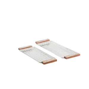 Plateau de service à dessert métallique fait à la main Argenterie de qualité supérieure Dates et collations Plateau de service avec poignées en bois élégantes - Product Image 6