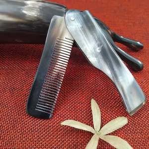 Handmade Foldable Eco Friendly Buffalo Horn Hair <b>Comb</b> Natural Finish Anti Static <b>Wide</b> Tooth Grooming Smooth Edges - Product Image 4
