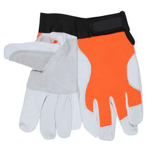 JNM Guantes de Seguridad de Color Naranja, Guante de Trabajo Mecánico, Piel de Cabra de Grano Resistente, Doble Palma, Gancho Ajustable, Cierre de Bucle, Licra - Product Image 6