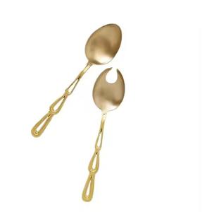 Serveur à salade en acier inoxydable, ensemble de salade en acier inoxydable à deux tons, mains à salade en métal, ustensiles de cuisine, couverts - Product Image 2