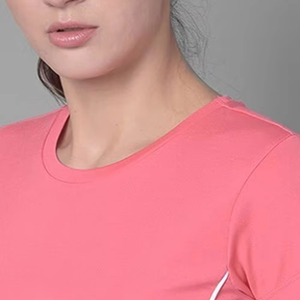 Plaine vierge conception personnalisée rond O cou été dames t-shirts femmes t-shirt respirant et confortable couleur rose clair en plein air - Product Image 3