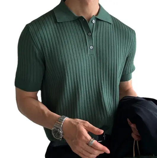 Polo de punto de manga corta, camiseta informal fina de verano con solapa privada para hombre, camisetas de Polo de Golf personalizadas para hombre, cuello vuelto